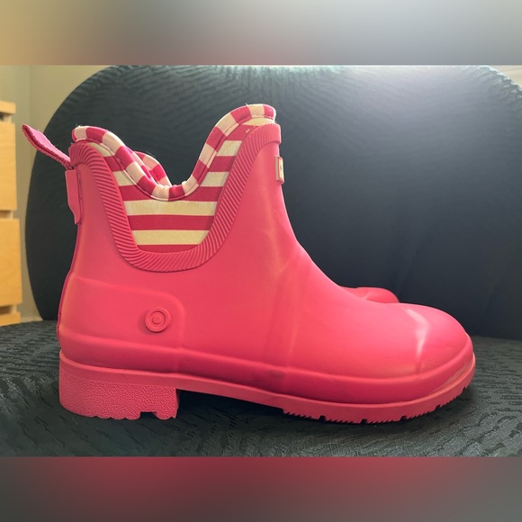 Hunter For Target ankle barbie pink white stripe rain boots booties shoes - Picture 2 of 12
